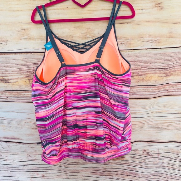 Free Country Women’s Plus Colorful Space Dye Tankini Swim Top 2X (20W-22W) NEW - Picture 6 of 14